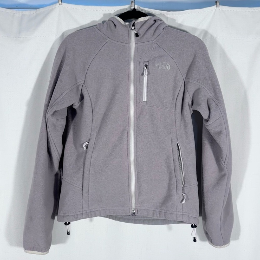 The North Face Light Gray Hooded Fleece Jacket